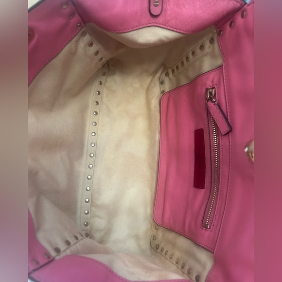 Valentino Garavani Rockstud Small Tote Pink Leather Shoulder Bag Gold Studs - Picture 7 of 10